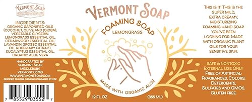 Miniatura 58 de VERMONT SOAP Jabón de manos espumoso de lavanda orgánica, jabón hidratante natural para piel seca, jabón líquido de manos de baño sin fragancia
