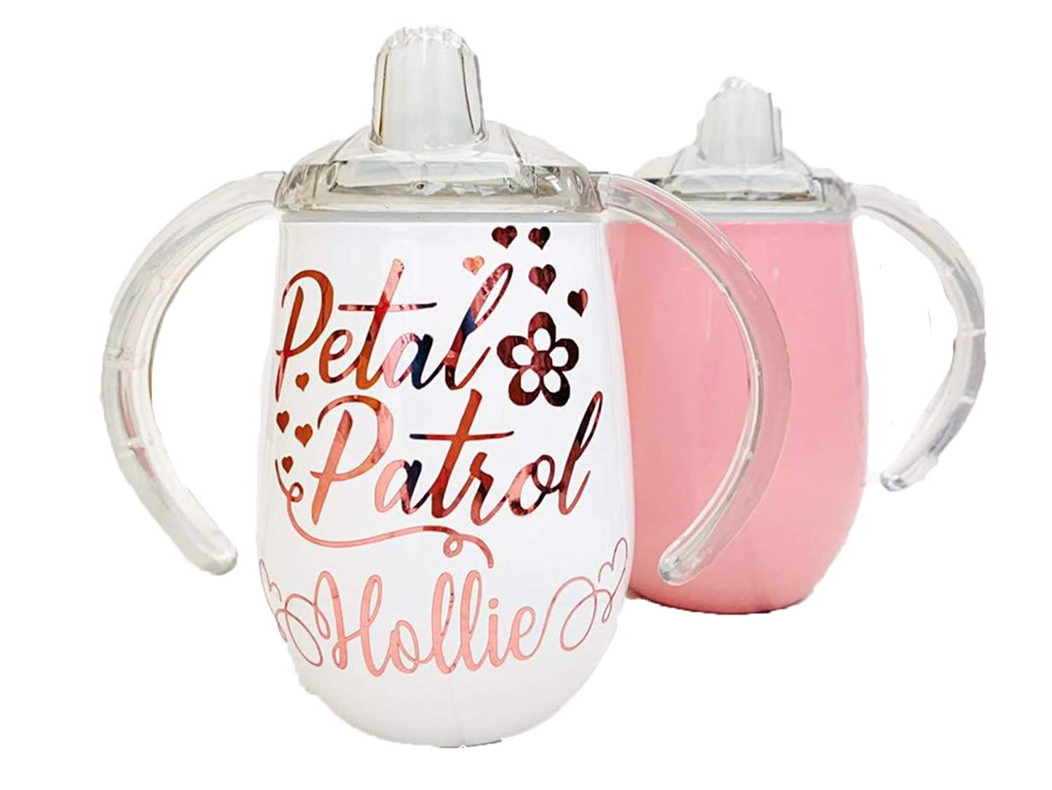 Personalised Flower Girl Page Boy Bridesmaid Sippy Cup Baby Toddler Gift Petal Patrol Wine Cup Skinny tumbler Stainless steal Beaker Bottle
