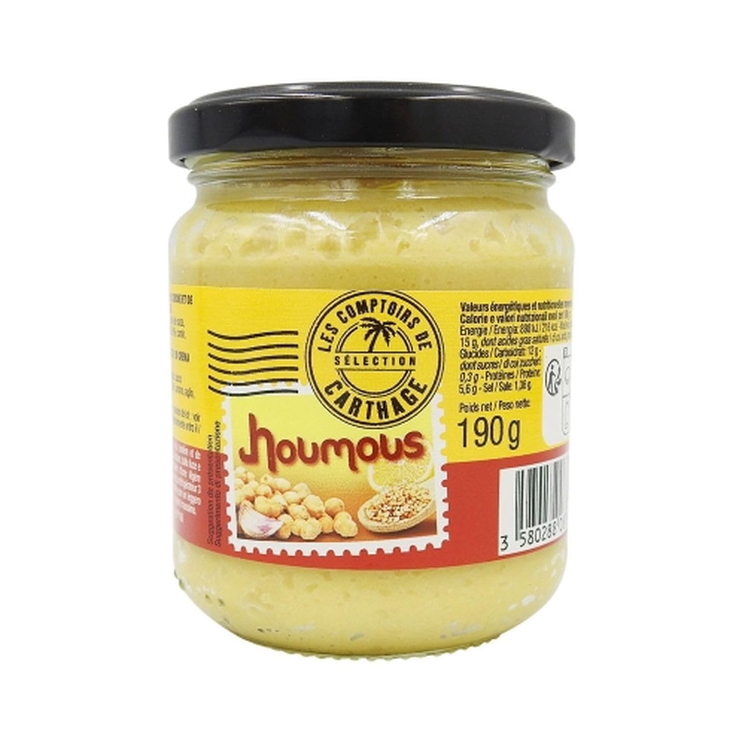 Lot 12x Houmous crème de pois chiches - Bocal 190g