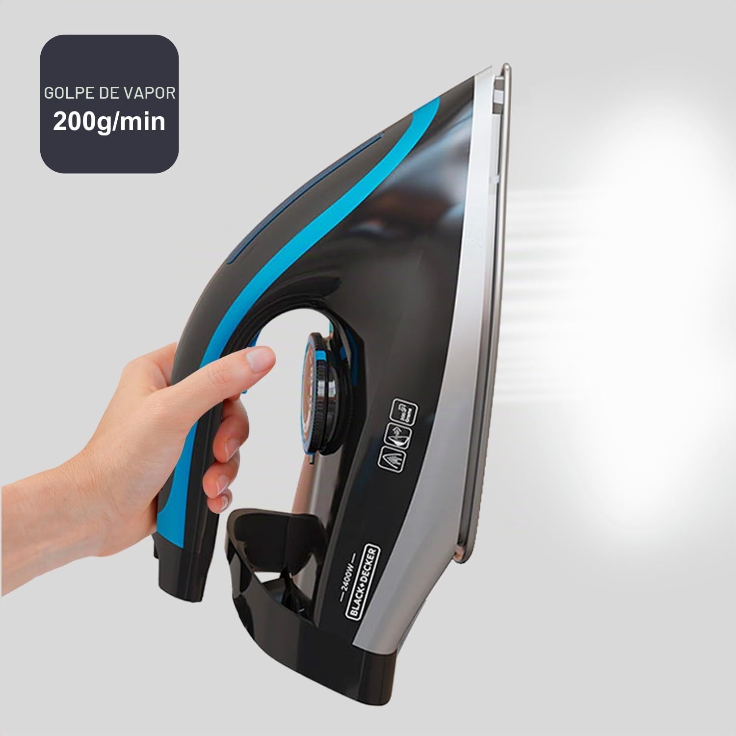 Black+Decker - Centro de Planchado 2400W, Base Cerámica, Vapor 200g