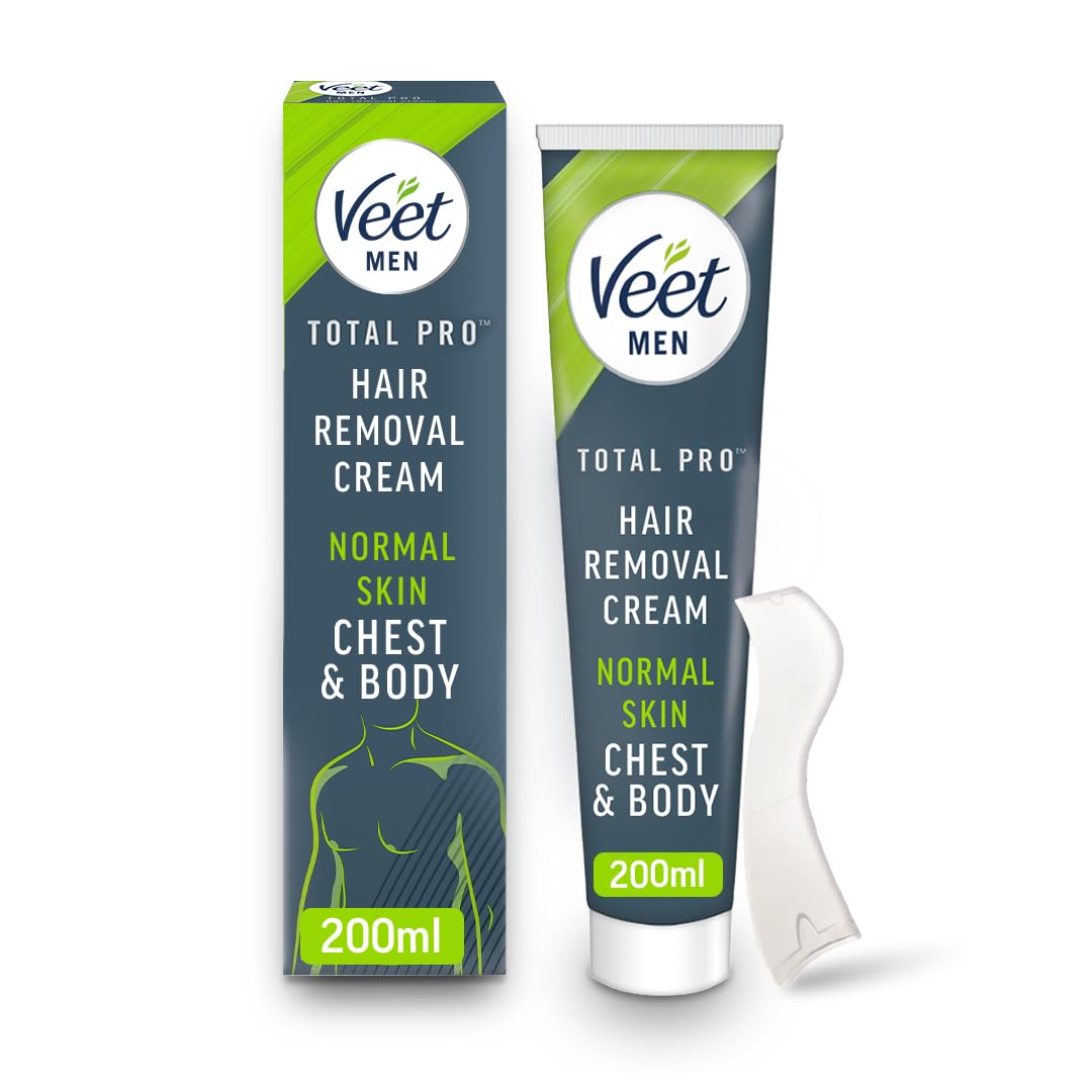 Buy Veet Men Hair Removal Cream, Chest & Body, Normal Skin, 200ml each, 1 Spatula, No Risk of