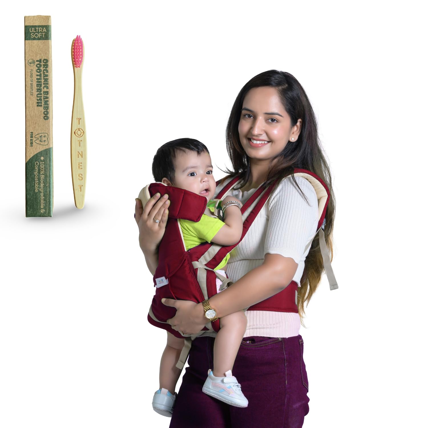 TOT NEST Elegant Baby Carrier with 4 carry positions, Max weight Up to 13 Kgs, Baby Carrier for 4 to 24 months baby, Adj