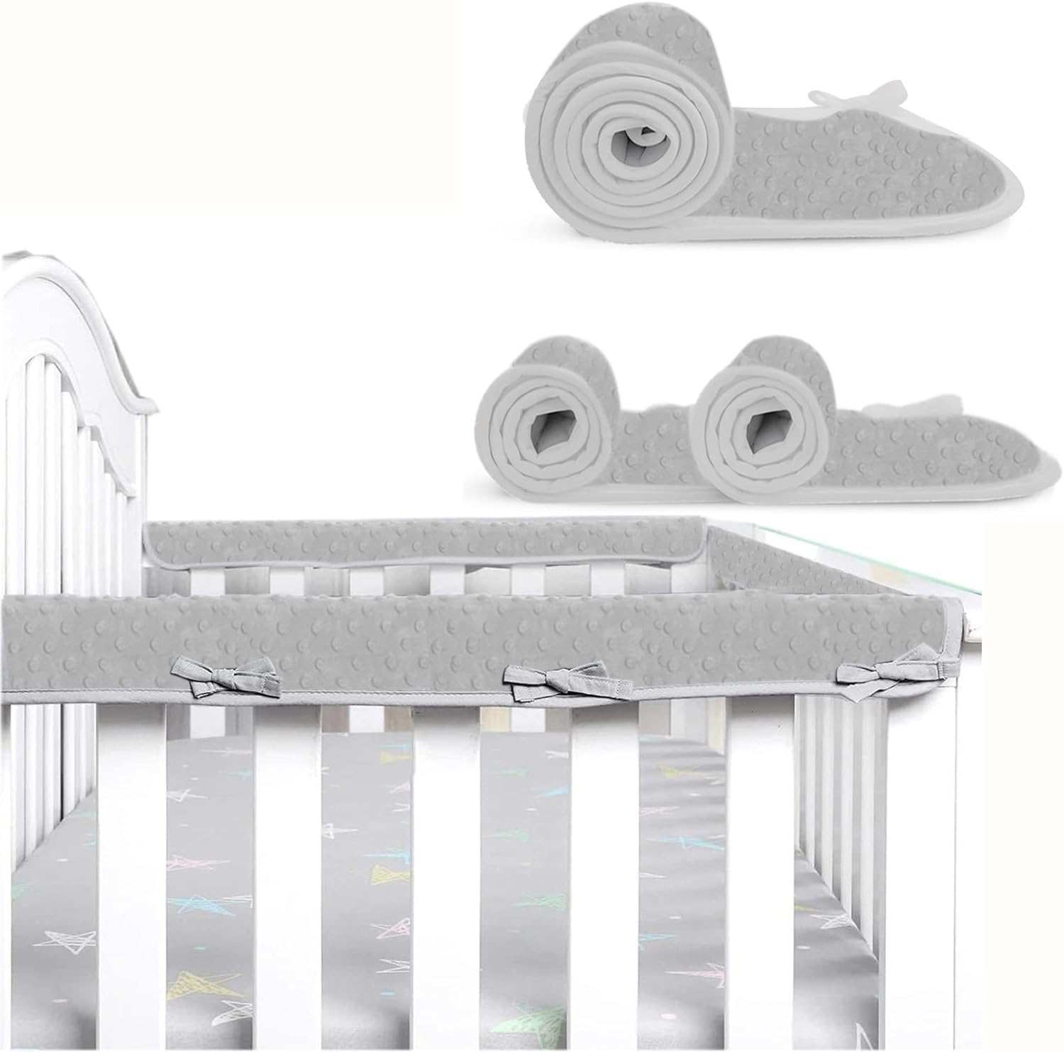 3-Piece Teething Edge & Corner Guard Coverage Straps - Long (51 in x 7 in), 2 Short (27.5 in x 7 in) (Grey Bubble)