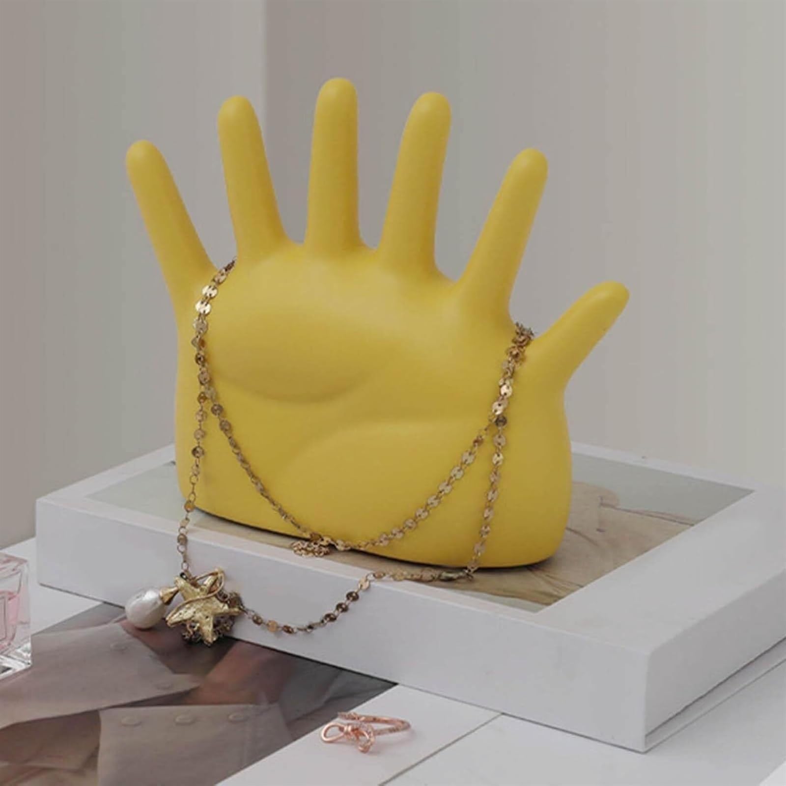 Stojak na Biżuterię do Salonu Stojak Na Biżuterię, Stojak Na Bransoletki, Ceramiczny Ozdobny Stojak Na Pierścienie, Stojak na Biżuterię Lekki(Yellow)