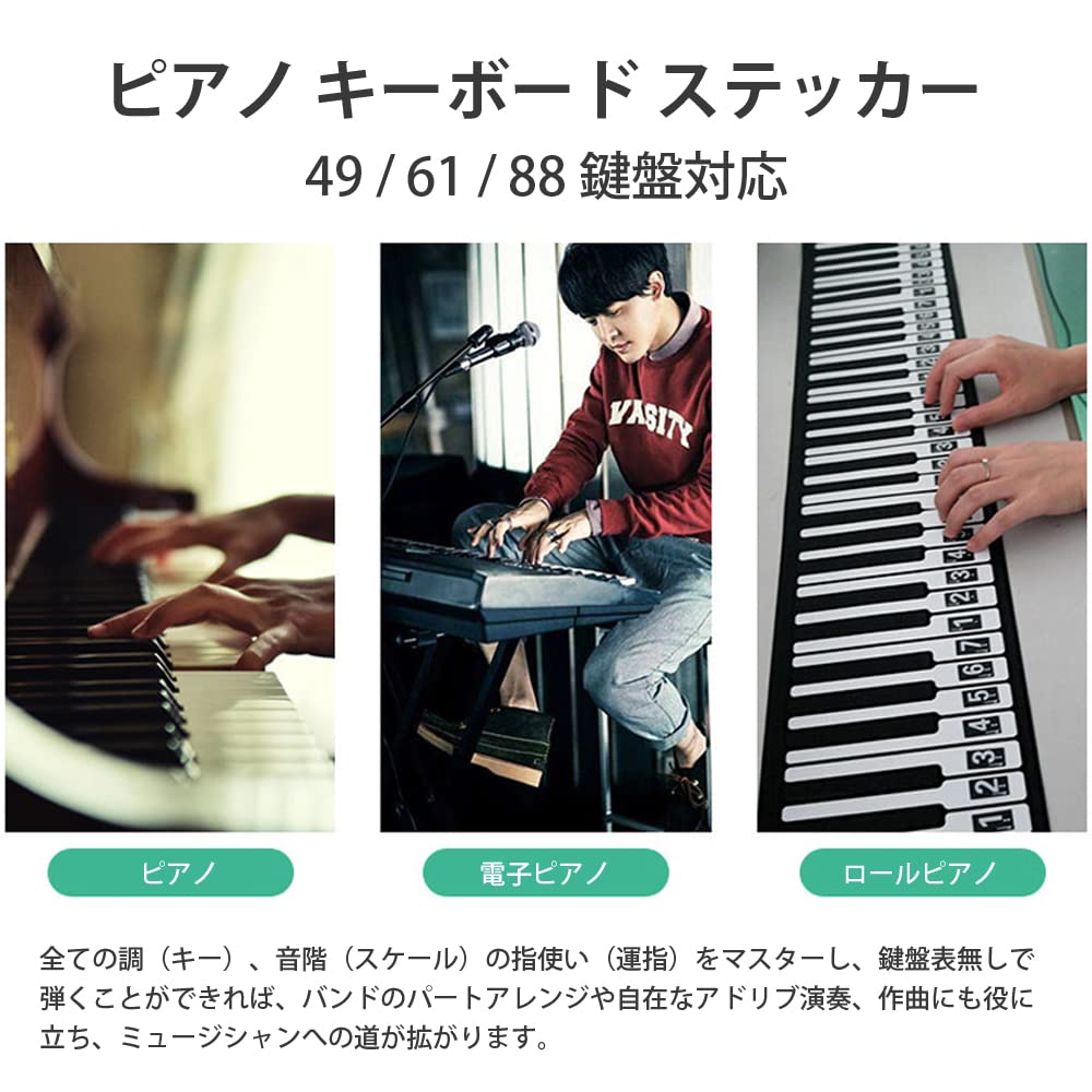 Amazon.co.jp: Carina ピアノ鍵盤シール キーボード 電子ピアノ