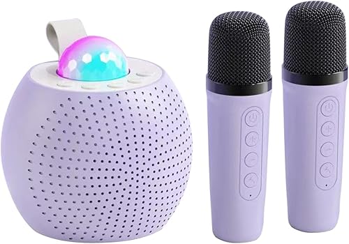Máquina de karaoke portátil con dos micrófonos inalámbricos, altavoz Bluetooth iluminado LED, micrófonos de alta sensibilidad, máquina de karaoke