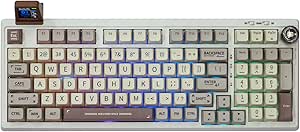 EPOMAKER RT100 Retro Gaming Keyboard with Display Screen, BT5.0/2.4G/USB-C, 97 Keys Gasket Custom Keyboard, Hot Swappable, RGB Backlit, with Knob for Win/Mac (Gateron Pro Yellow)