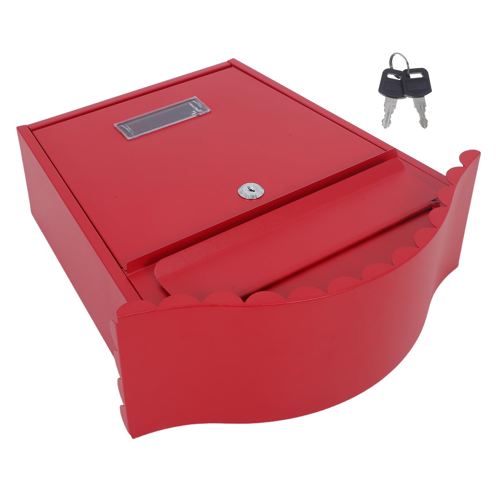 Boîte aux lettres murale en métal rouge 37cm sécurisée avec clé pour maison