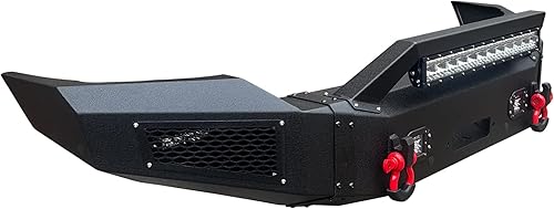 Miniatura 6 de TIOYAR Parachoques delantero negro texturizado con placa de cabrestante  5 luces LED  anillo en D compatible con Dodge RAM 25003500 2004 2005 2005