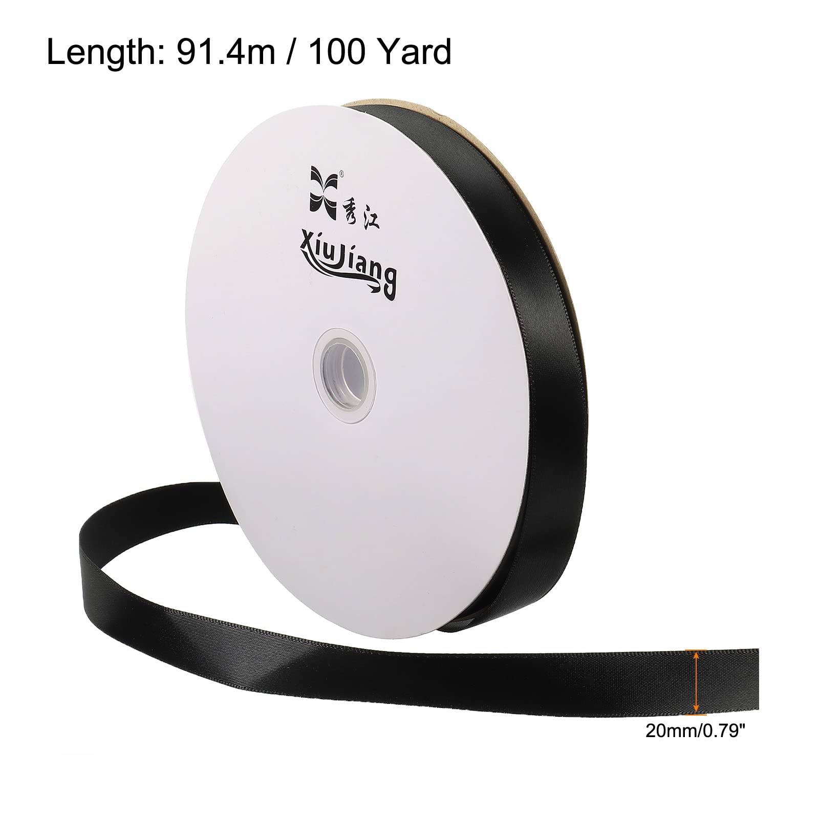 PATIKIL 0.79 Inch Wide 100 Yards Satin Ribbon, Solid Crafts Roll for Party Home DIY Wrapping Decoration Black - Image 2