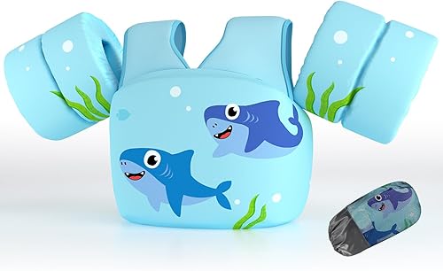DOOHALO Flotadores de natación para niños de 28 a 70 libras, chaleco flotante de hombro para niños de 2 a 8 años de edad, para niños y niñas, bebés