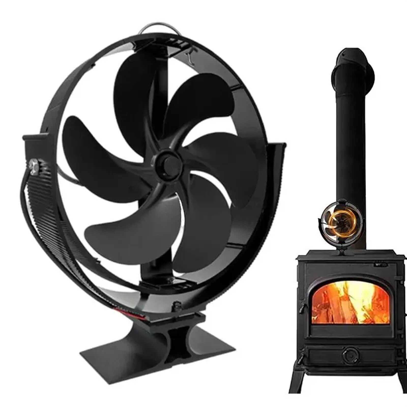 Ventilador Estufa Leña Ventilador de Estufa de leña de 6 aspas con Motor de Calor Ventilador silencioso for Estufa de leña con distribución eficiente del Calor for el hogar(A)