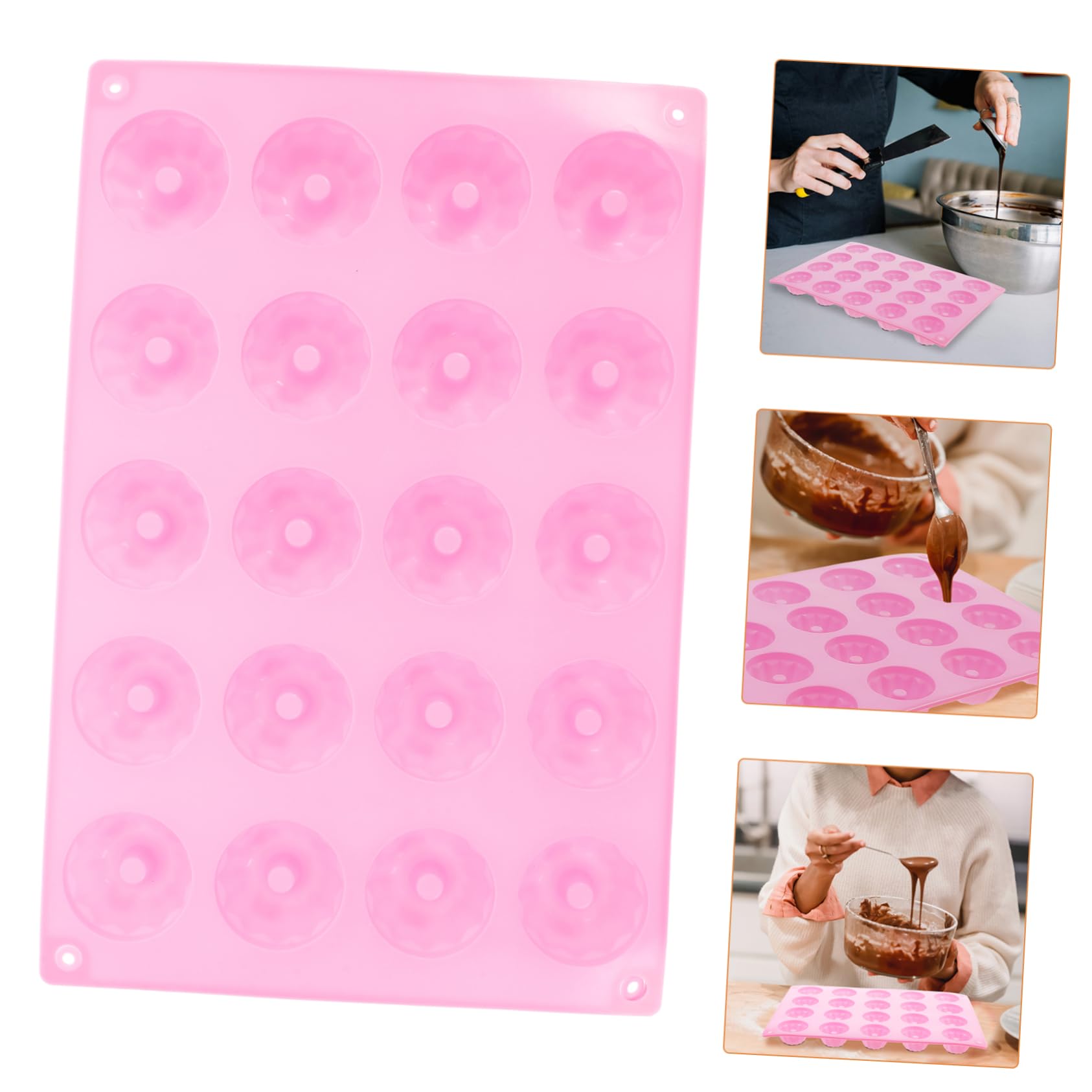 Cabilock 20pièces Moule à Gâteau Silicone à Cavités Outil De Pâtisserie Pratique Pour Cupcakes Mousse Et Plus Rose