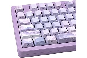 Lavender Keycaps Set: 136 Cherry Profile PBT Retro Blossom Dye Subbed Keycaps for Mechanical Keyboards