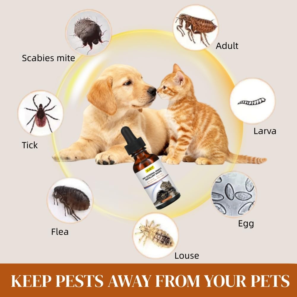 Gotas para Perros y Gatos,3pcs Antiparasitario para Perros y Gatos,Pipetas Antiparasitarias Perross,Spray para Aliviar La Picazón y Puntos Calientes,On Proteccin contra Las Garrapatas