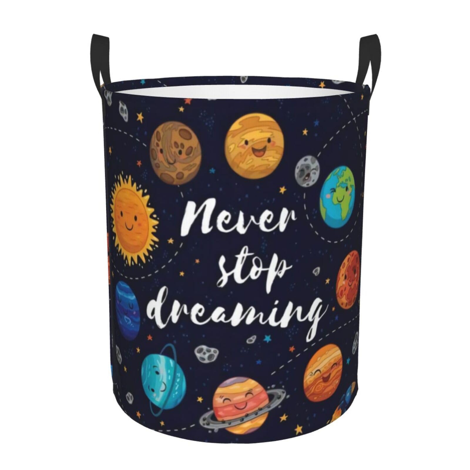 M Circular Hamper Cute Planet Print Storage Basket for Home
