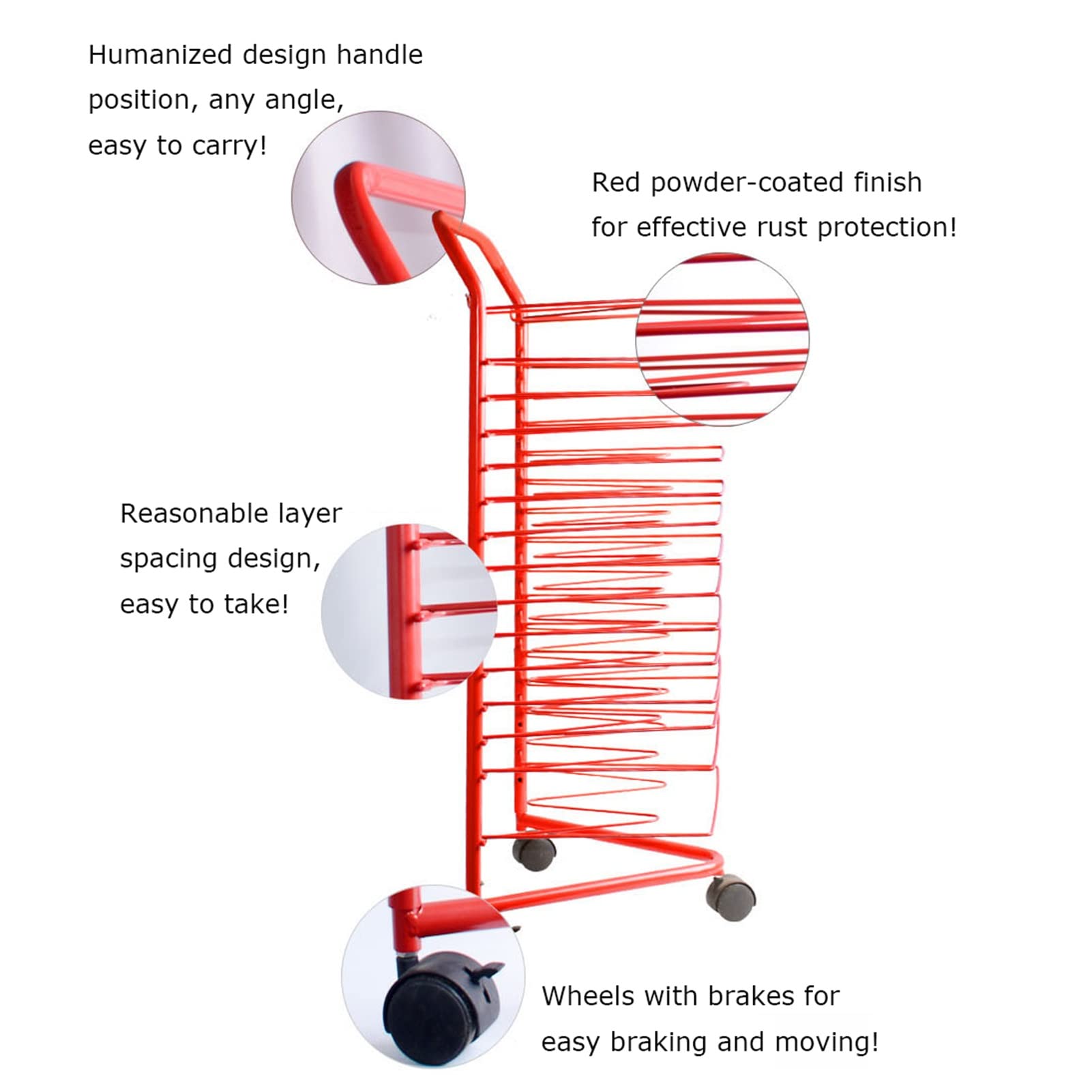 Étagère de Rangement pour matériel Artistique, étagère métallique empilable à 16 Niveaux, idéale pour présenter et sécher Les œuvres d'art et Les activités manuelles en Classe, Parfaite pour