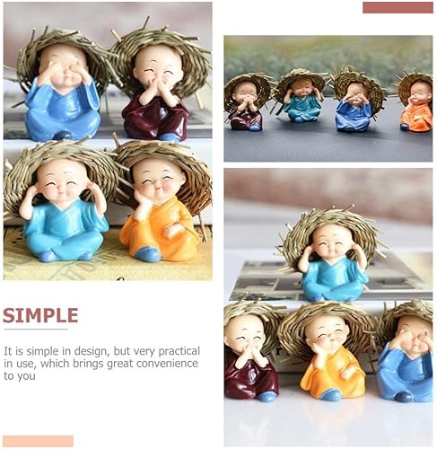 Miniatura 5 de UPKOCH 4 estatuas de monje de Buda, 4 piezas de figuras miniatura de monjes Hear No Evil See No Evil Speak No Evil Do No Evil Estatua de Monje