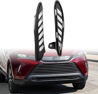 Tri-Color LED DRL Driving Fog Lamp for 2021 2022 Toyota Venza LE XLE Limited Sport Utility Sequential Amber Turn Signal and White Daytime Running Light Plus Blue City Night Mode