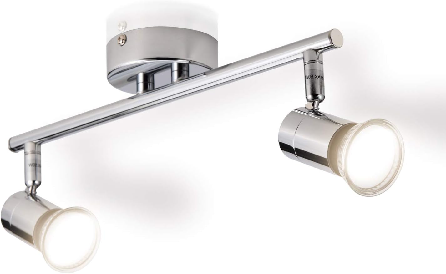 Gr4tec LED Ceiling Spotlight Rotatable 4W 2 x LED GU10 400Lm Warm White 2800K 82 Ra Wall Lamp Metal Chrom Design Waterproof IP44 for Living Room Bedroom Kitchen [Energy Class A++]
