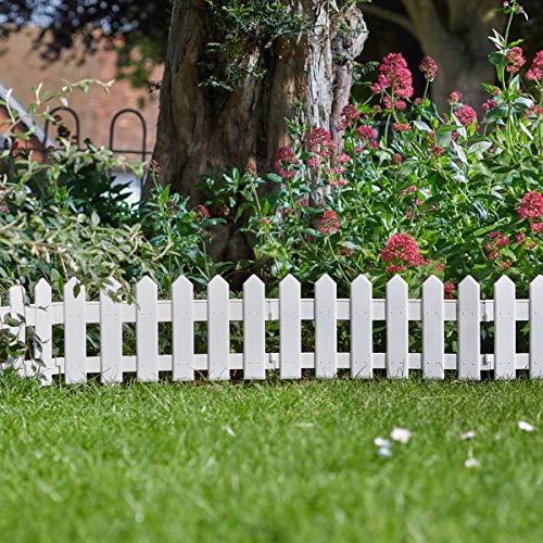 Smart Garden 4 x White Picket Fence Path Border Lawn Plant Beds Edging