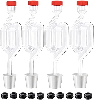 4PACK Twin Bubble Airlock Set, Fermentation Airlock,Brewing Airlocks Brew Kits Airlocks for Fermenting with 4 Stoppers + 1...