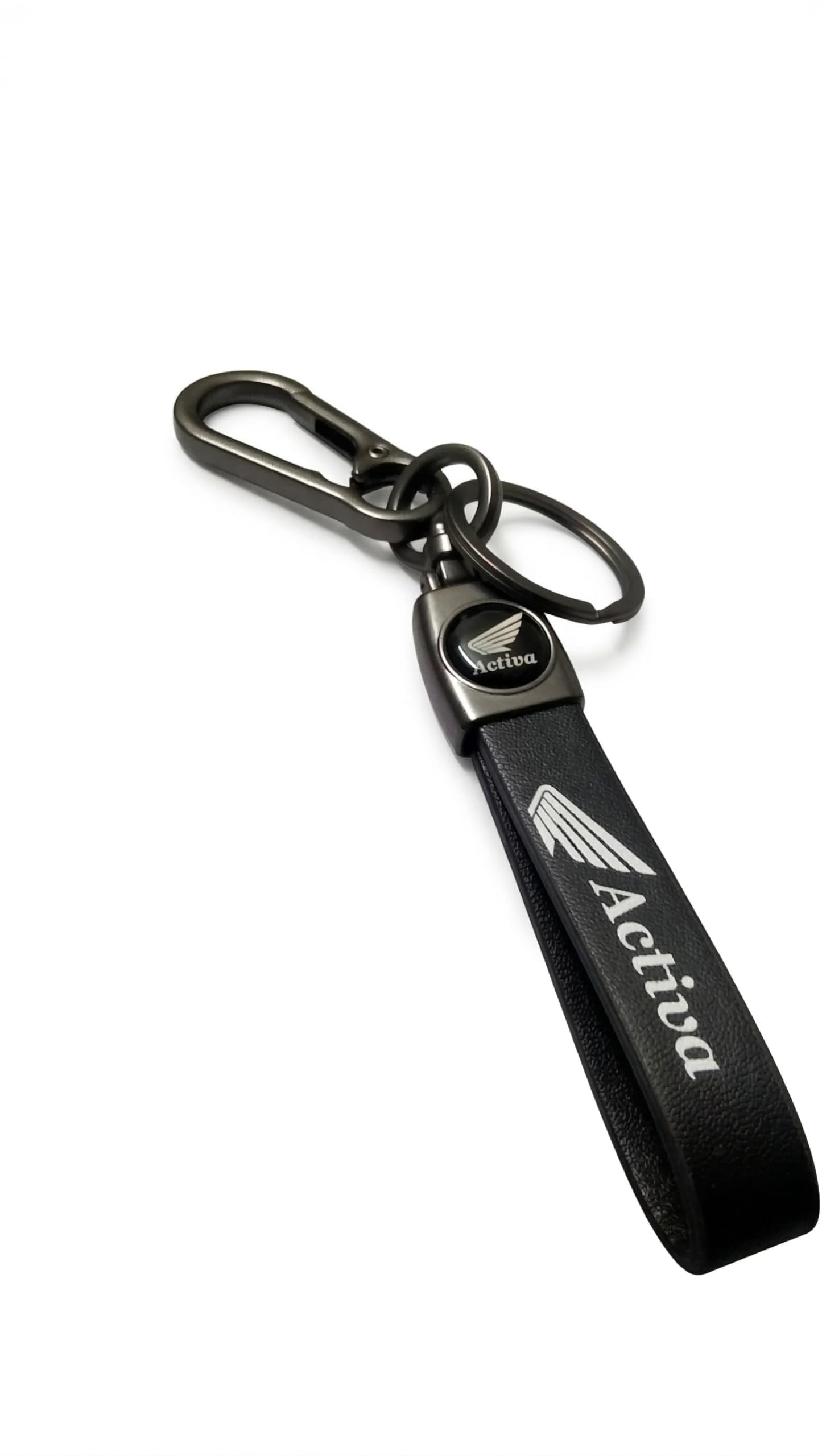 Premium Leather Keychain for Bike & Scooter Keys, Metal Carabiner Hook Key Ring, Black-image-22