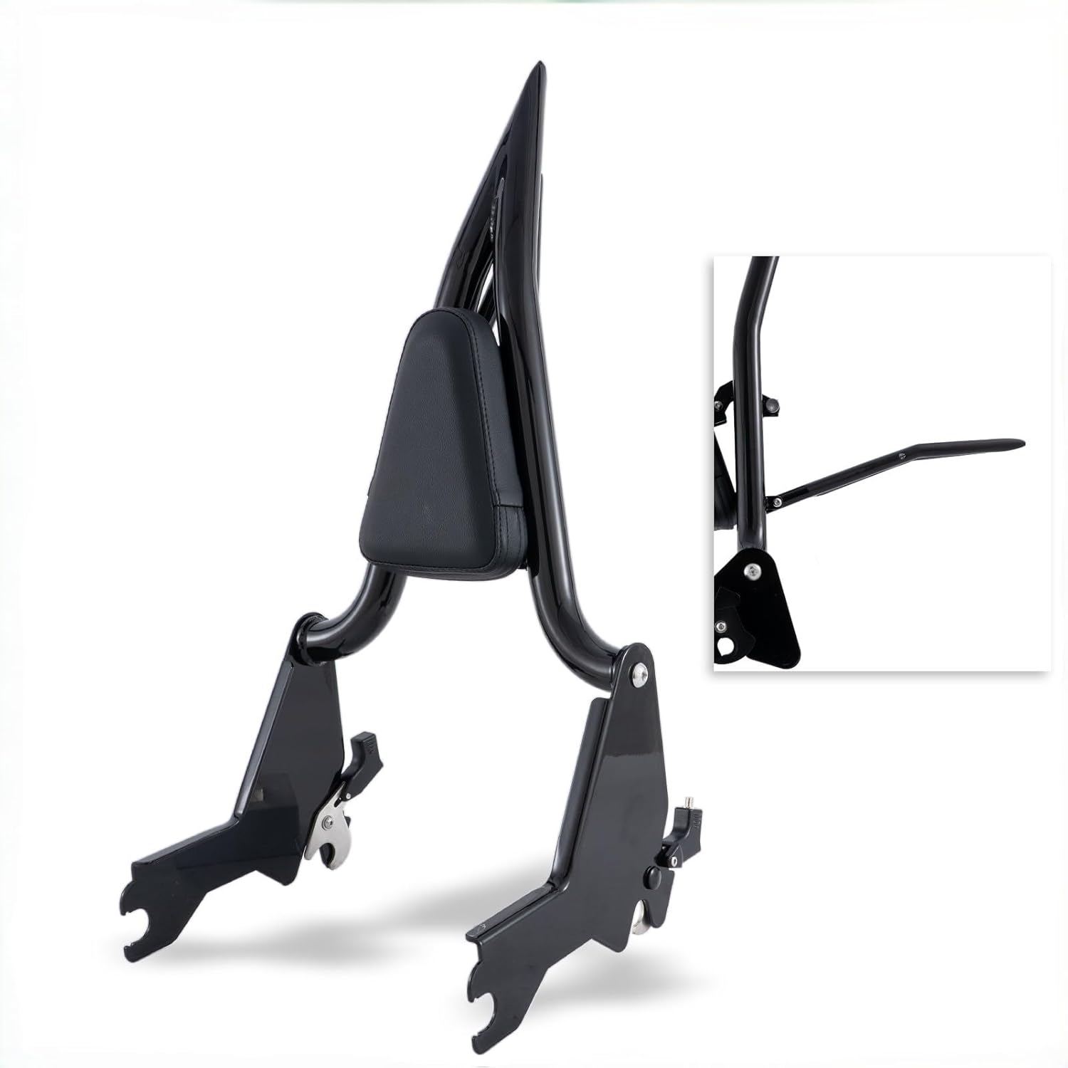 Adjustable Holdfast Sissy Bar Luggage Rack Passenger Backrest with Lock Compatible with Harley Davidson Low Rider Sport Glide FLSB FXLR FXLRS and FXLRST Models 2018-2025(Gloss Black)