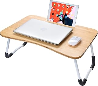 Harcas Folding Bamboo Laptop Stand. Lightweight, Durable Portable Design. Multifunctional Use On The Sofa, Use As a Breakfast Tray, Tablet Riser or Art Drawing Desk. Perfect for 15.6-inch Laptops