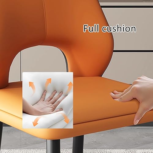 Miniatura 7 de JKGHK Dining Chairs Set, Kitchen Chairs with Curved Backrest, Leather Room Chair with Metal Legs, Armless Upholstered Living Room Chair, for