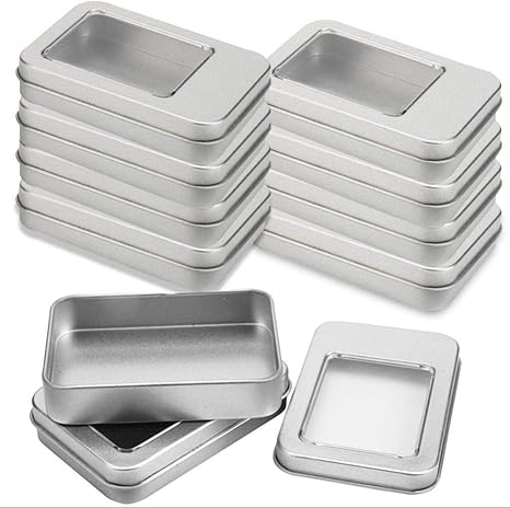 Amazon Co Jp 収納 10個 長方形 丸型 ブリキ缶 収納ケース 透明な蓋付き 小型収納缶 キャンドル作り 金属ボックス 小物収納 雑貨入れ ミニポータブルコンテナ キャンディ ジュエリー 化粧品 キャンディー ビーズ バーム用 Color Rectangular Size 3 14 X 2 6