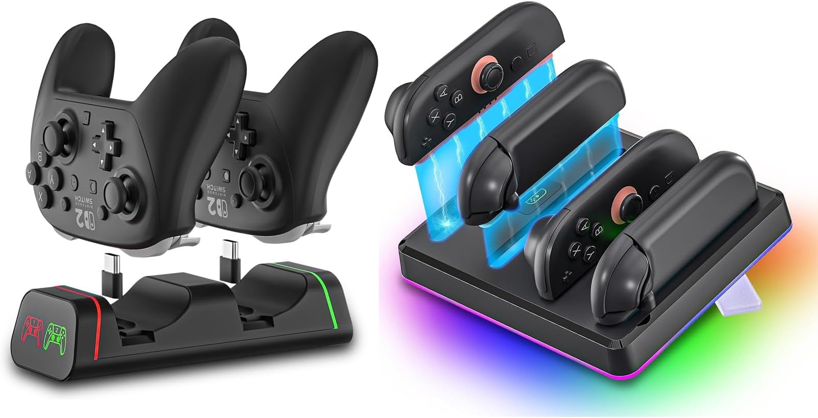 HEATFUN Controller Charging Bundle – Multi-Platform Charger for PS5, Xbox Series X/S, Switch Pro & RGB Dock for Switch 2 Joy-Con – LED Indicators, Type-C Adapter, Wall Mount & Magnetic Snap Fast Charg