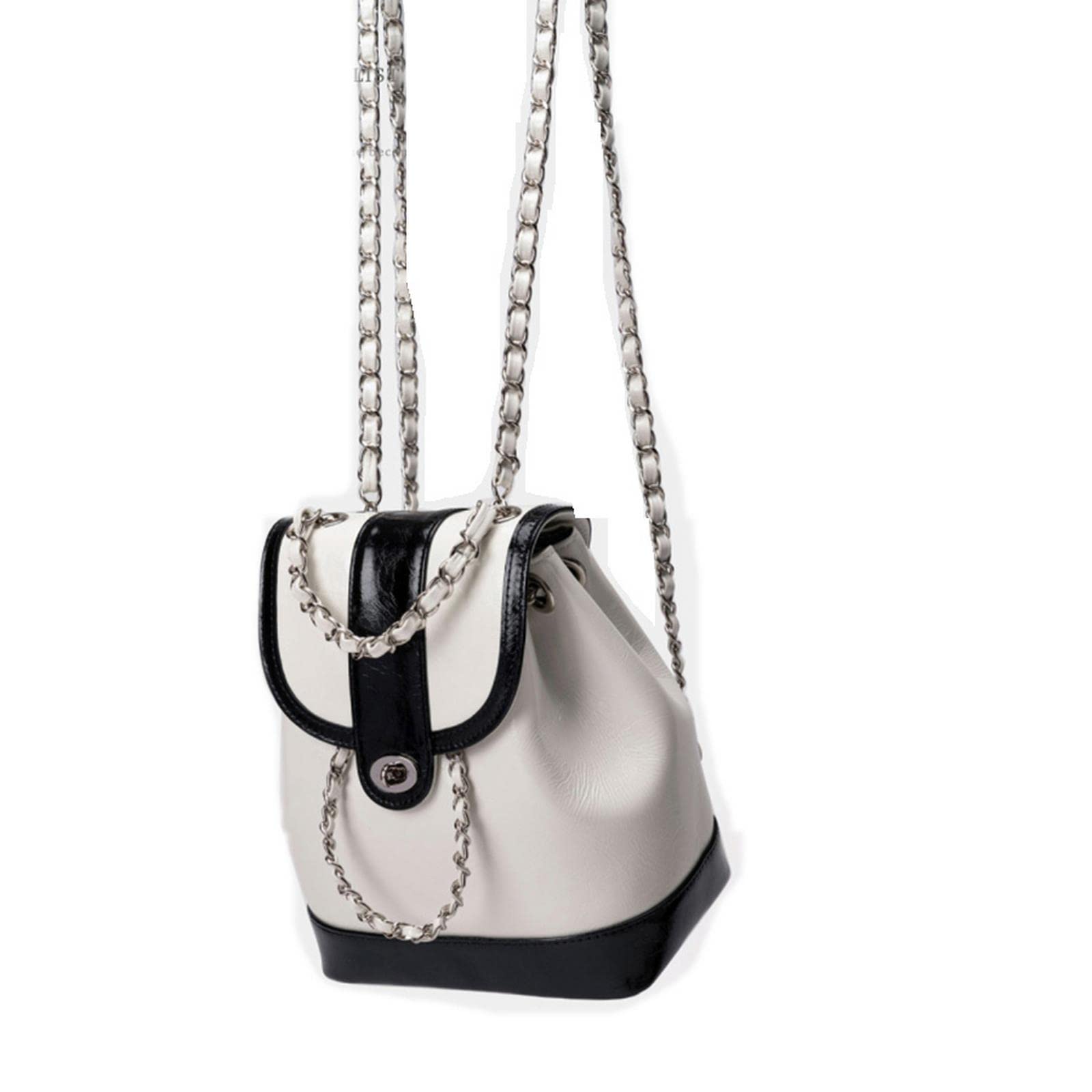 MOGSA Mochila escolar para mujer, otoño, invierno, mini cadenas, mochila para mujer, para estudiantes, cera de aceite, bolsa de viaje, color negro