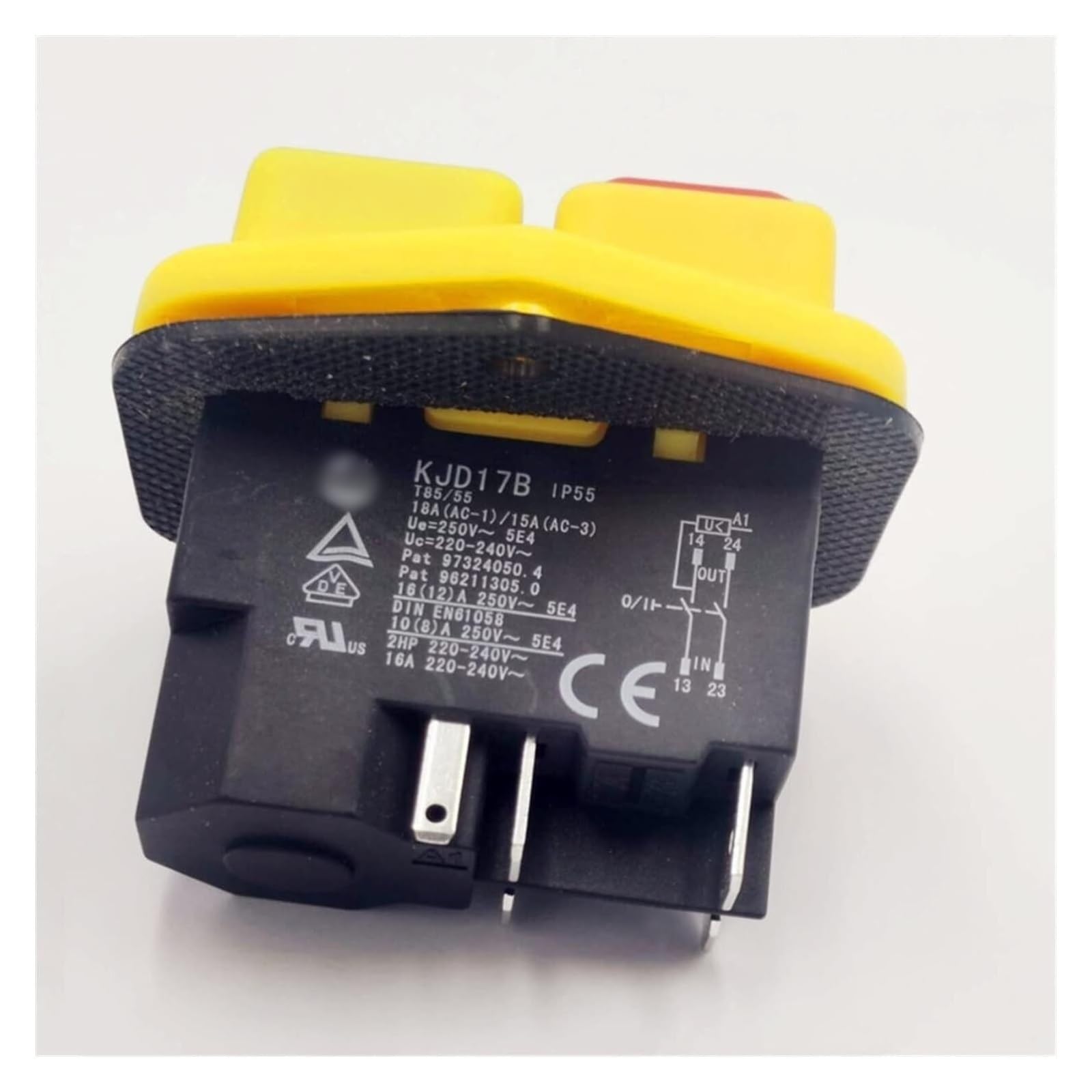 Interruptor de botón, botón de Encendido, botón 1 Interruptor de botón KJD17B 220 V-240 V 16 A Interruptor de Herramienta eléctrica de 5 Pines