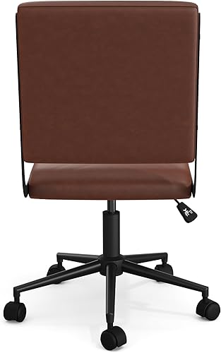 Miniatura 9 de Martha Stewart Lulu - Silla giratoria para tareas con asiento ajustable en altura para oficina en casa en piel sintética marrón con marco de bronce