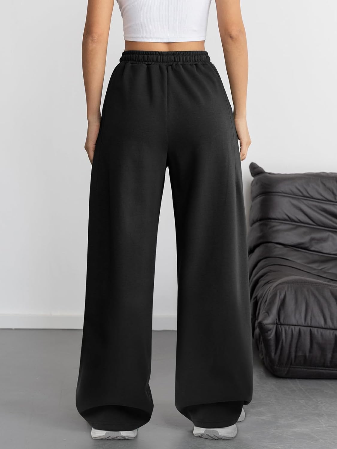 ATHMILE Womens Wide Leg Sweatpants Baggy Y2K Cargo Pants Drawstring Waist Lounge Joggers Trendy Knee Pleated Sweats - Image 2