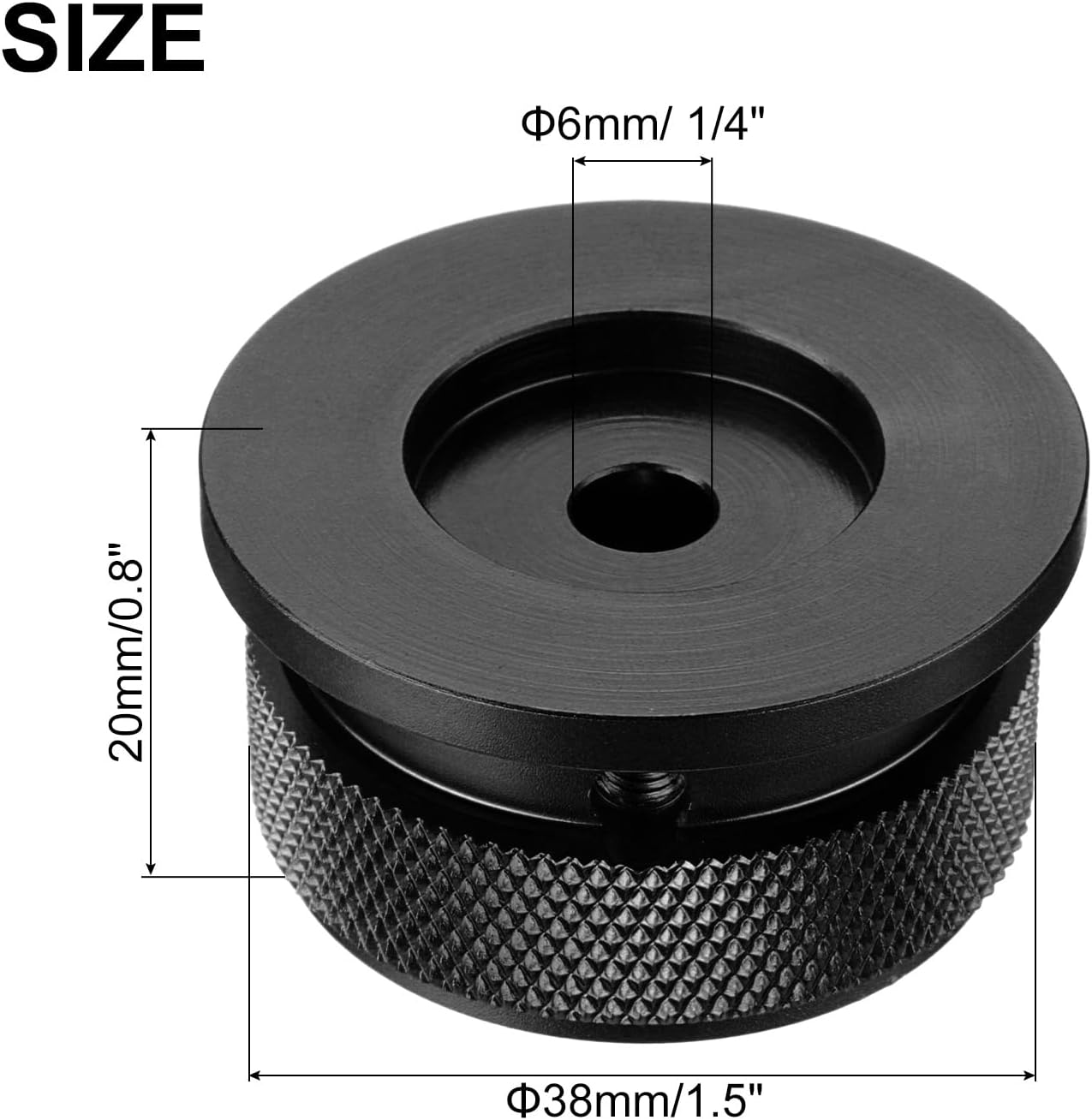 MECCANIXITY 2PCS Aluminium Potentiometer Knobs 1/4"x1.5", Universal Top Hat Knobs Volume Tone Control Knob with Set Screw for Guitar Bass, Black