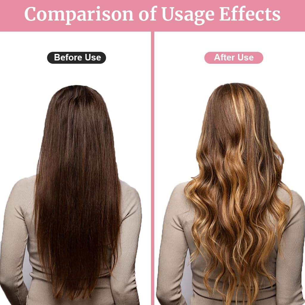 BALTHAZAR,Heatless Hair Curler, Flexible Curling Rod with Hook, Non-Damaging Hair Curling Strips, 3 Counts Brown Colour, Hair Curler with Hook, for All Hair Types, Overnight Curler for Beautiful Natural Wave Texture (PINK) 4
