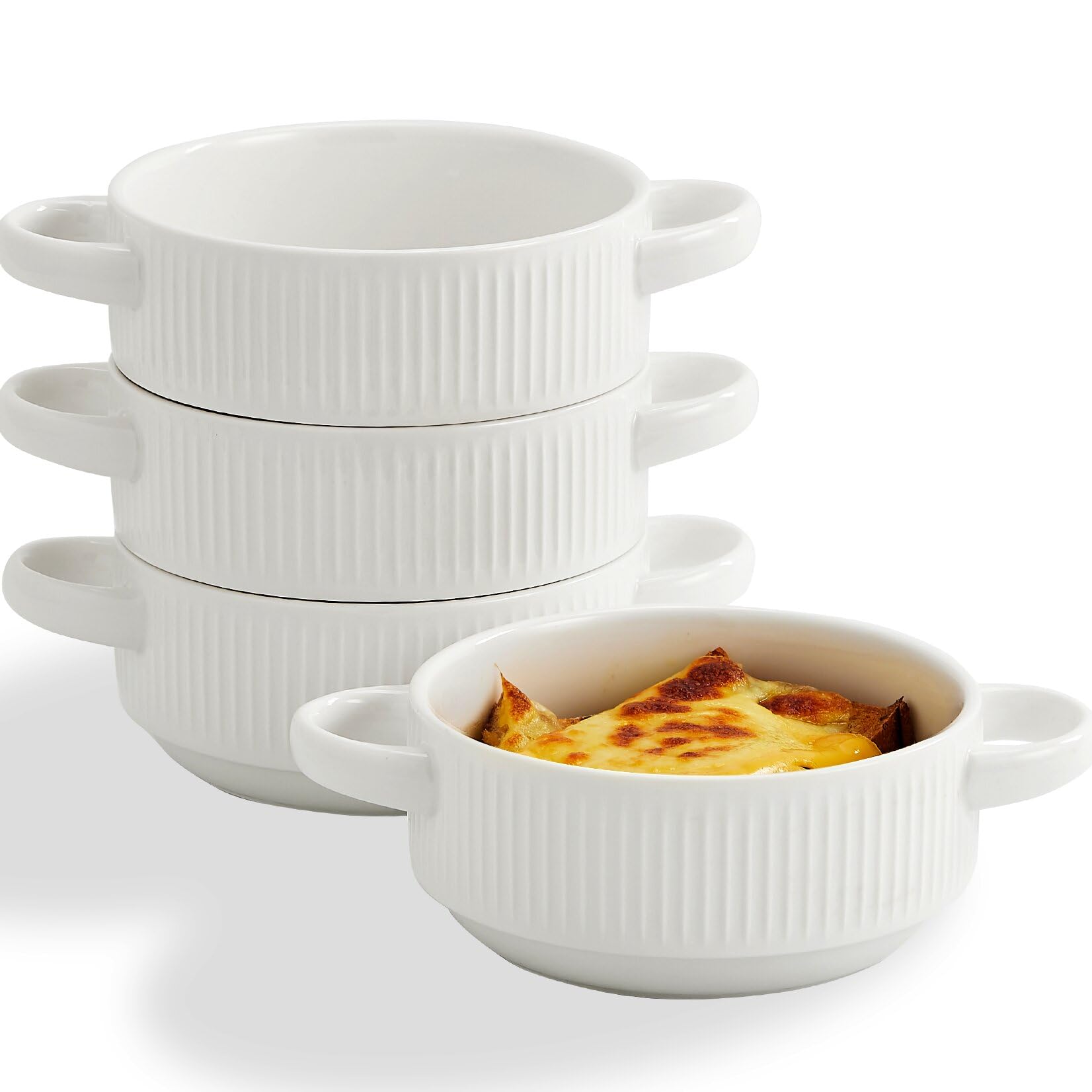 Bowls For Kitchen LE TAUCI Soup Bowls With Handle, 15 Oz Ceramic