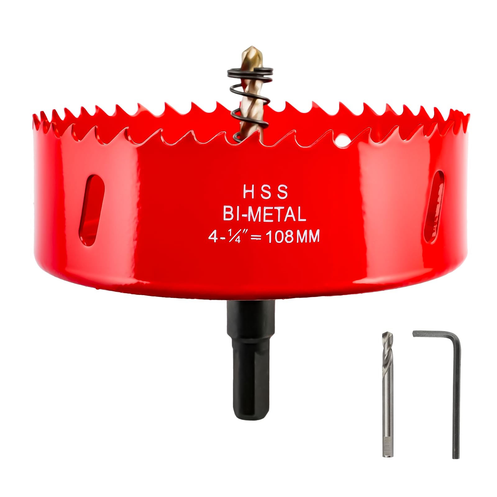 Orialvenka Hole Saw 4-1/4 Inch(108mm) for Wood, Plastic Board, Ceiling,Drywall, and Metal Sheet - HSS Bi-Metal Hole Cutter with Pilot Drill Bit