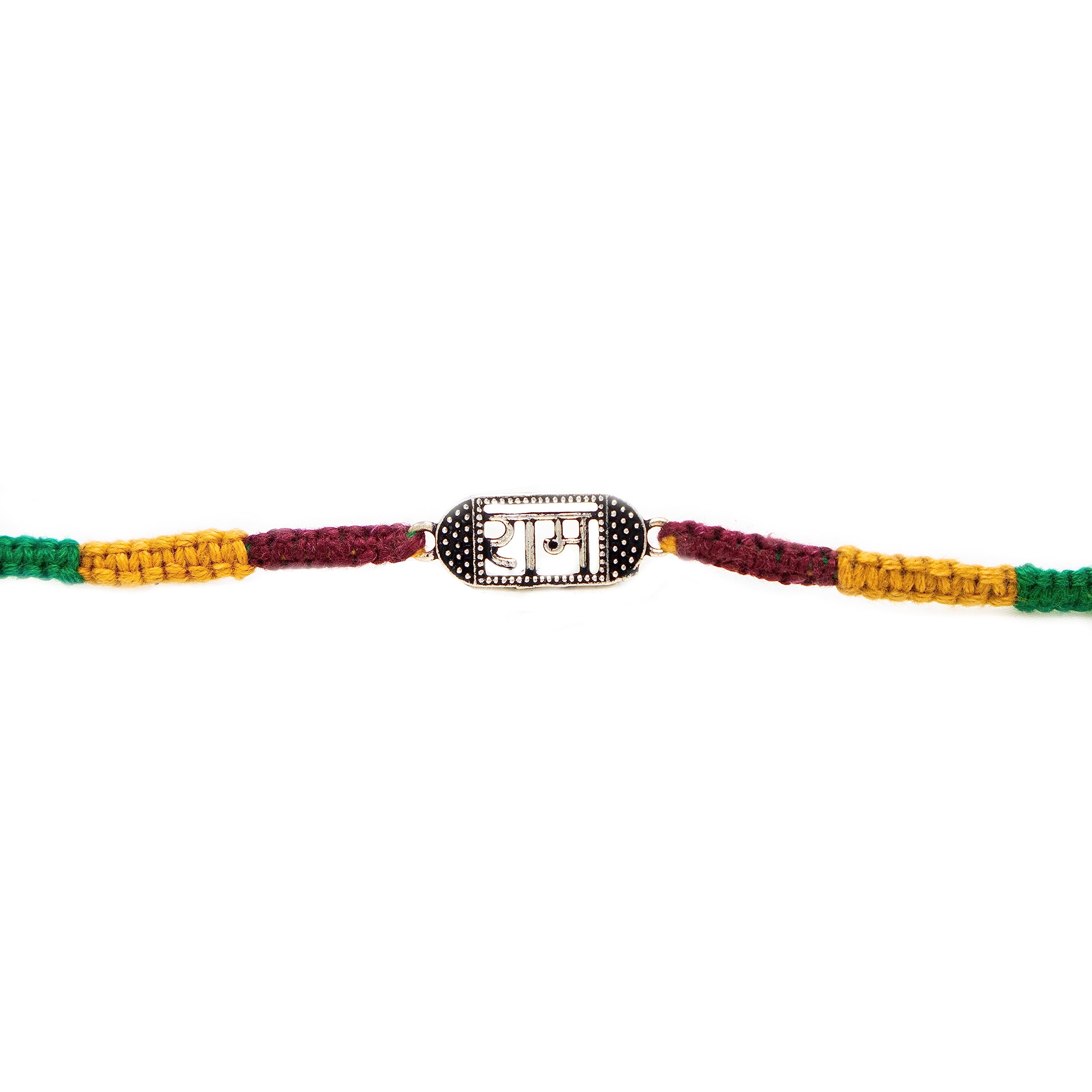 Njels 925 Pure Silver Rakhi for Brother Original Silver Antique Oxidised Ram Rakhi for Brother Pure Cotton fancy rakhi for brother (BIS Hallmark Stamped)