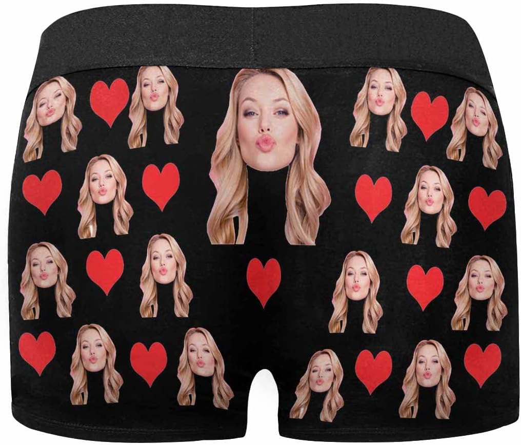 Custom Men's Funny Face I Love You Valentines Boxer Shorts Novelty Briefs Underpants Printed with Photo (XS-XXXL) - Image 4
