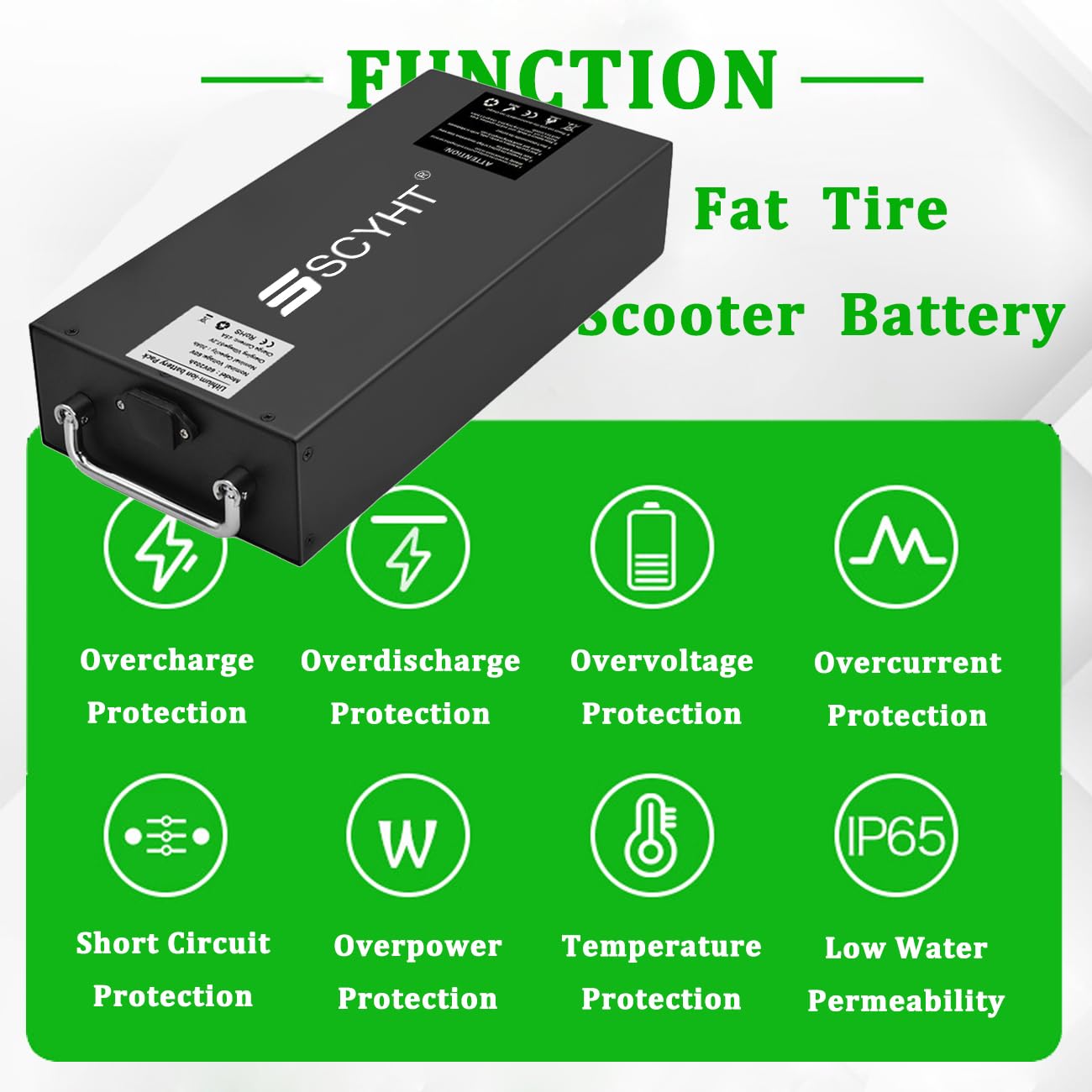 Herausnehmbarer Akku 48 V Lithium-Akku 60 V 20 Ah 18 Ah 25 Ah 30 Ah Li-Ion-Akkus 72 V Motorradakkus mit Ladegerät und BMS für Motoren von 250 W bis 1800 W