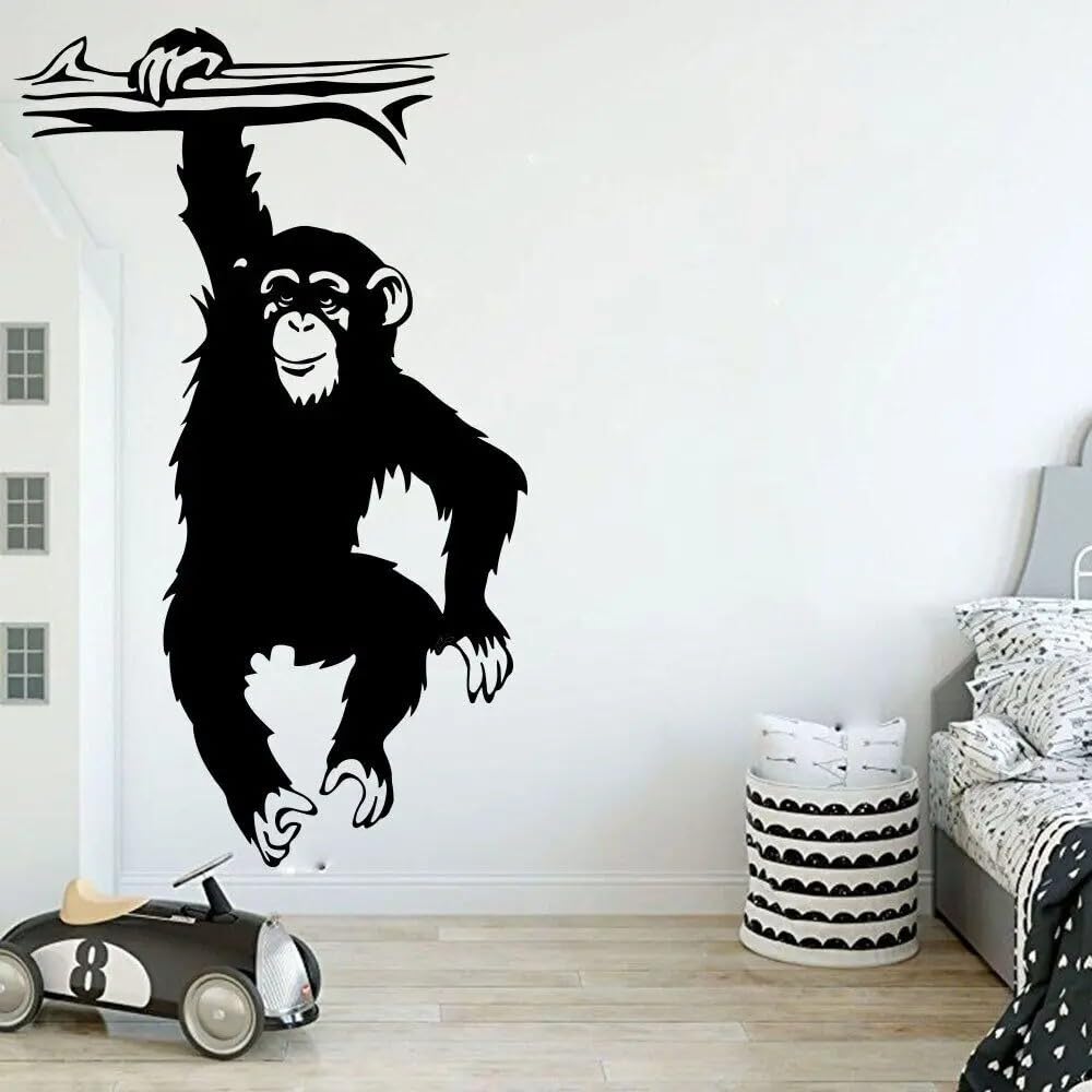 Large Funny Monkey Tree Wall Decal Nursery Kids Room Cartoon Jungle Monkey Animal Branch Wall Sticker Bedroom Vinyl 56cmhighx34cmwide