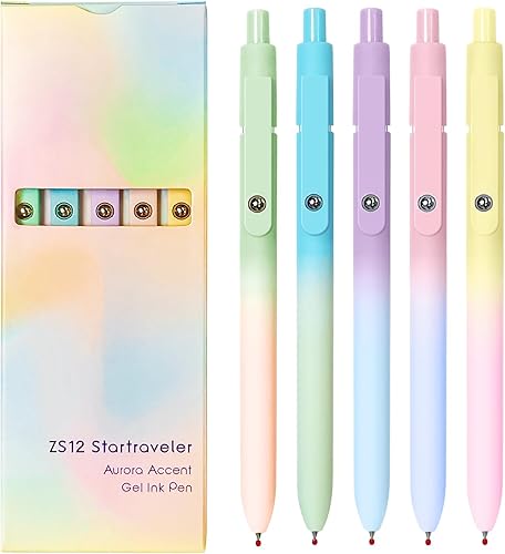 Miniatura 1 de Bolígrafos de gel, 5 bolígrafos de tinta negra para mujer, punta media de 0.028 in, bolígrafos de escritura suave con agarre de silicona, bolígrafos