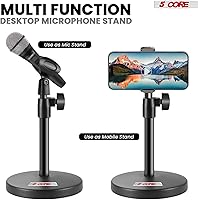 Vista 3 de 5 Core Soporte de micrófono 3 en 1 Soporte de micrófono de escritorio Altura ajustable Soporte de microfono con abrazadera para teléfono celular