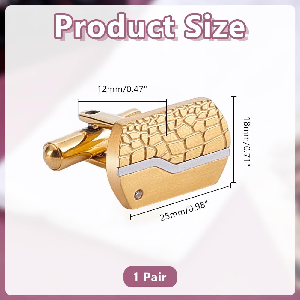 arricraft 1 Pair Cuff Links Men Gold Cufflinks, Rectangle Stainless Steel Cufflinks Classic Business Suit Jewelry Wedding Party Shirt Accessories for Business, Special Occasions