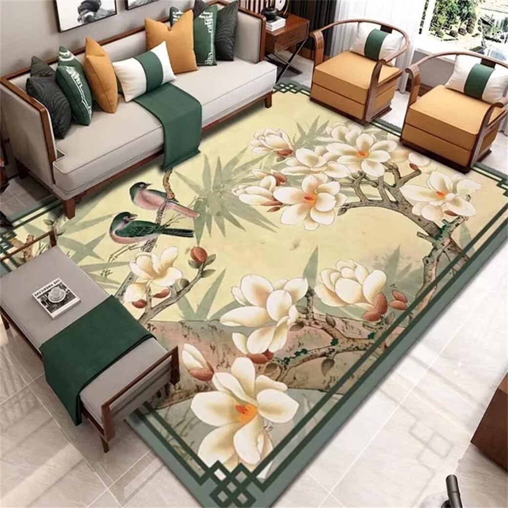 Tapis vert de salon lavable en machine 180x230cm antidérapant doux salle