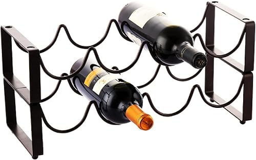 Estante apilable para vino de 2 niveles, organizador independiente de 8 botellas, soporte para exhibición, gabinete de encimera, estante de