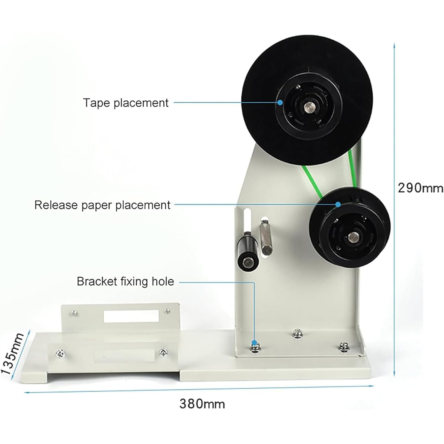 Dispenser automatico di nastro con staffa antiscivolo, erogazione e taglio simultanei, per larghezza nastro 6-60 mm e lunghezza massima di taglio 999 mm